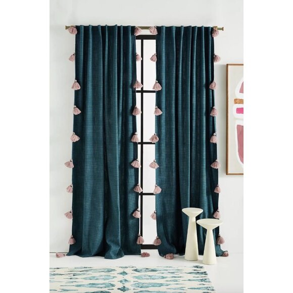 Anthropologie Mindra Stripe Curtain Panel 50" x 63" In Navy - Picture 1 of 6